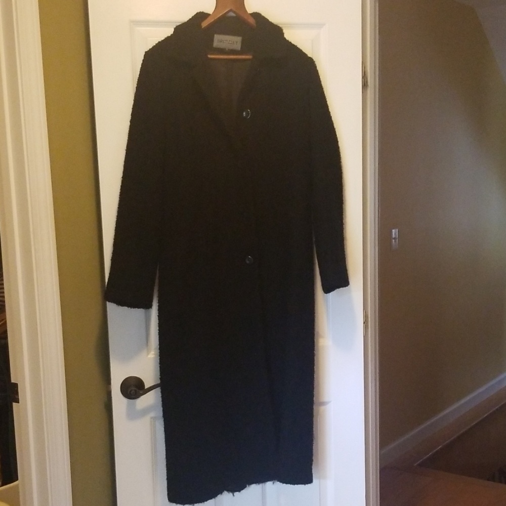 Long Black Texture Trench Coat